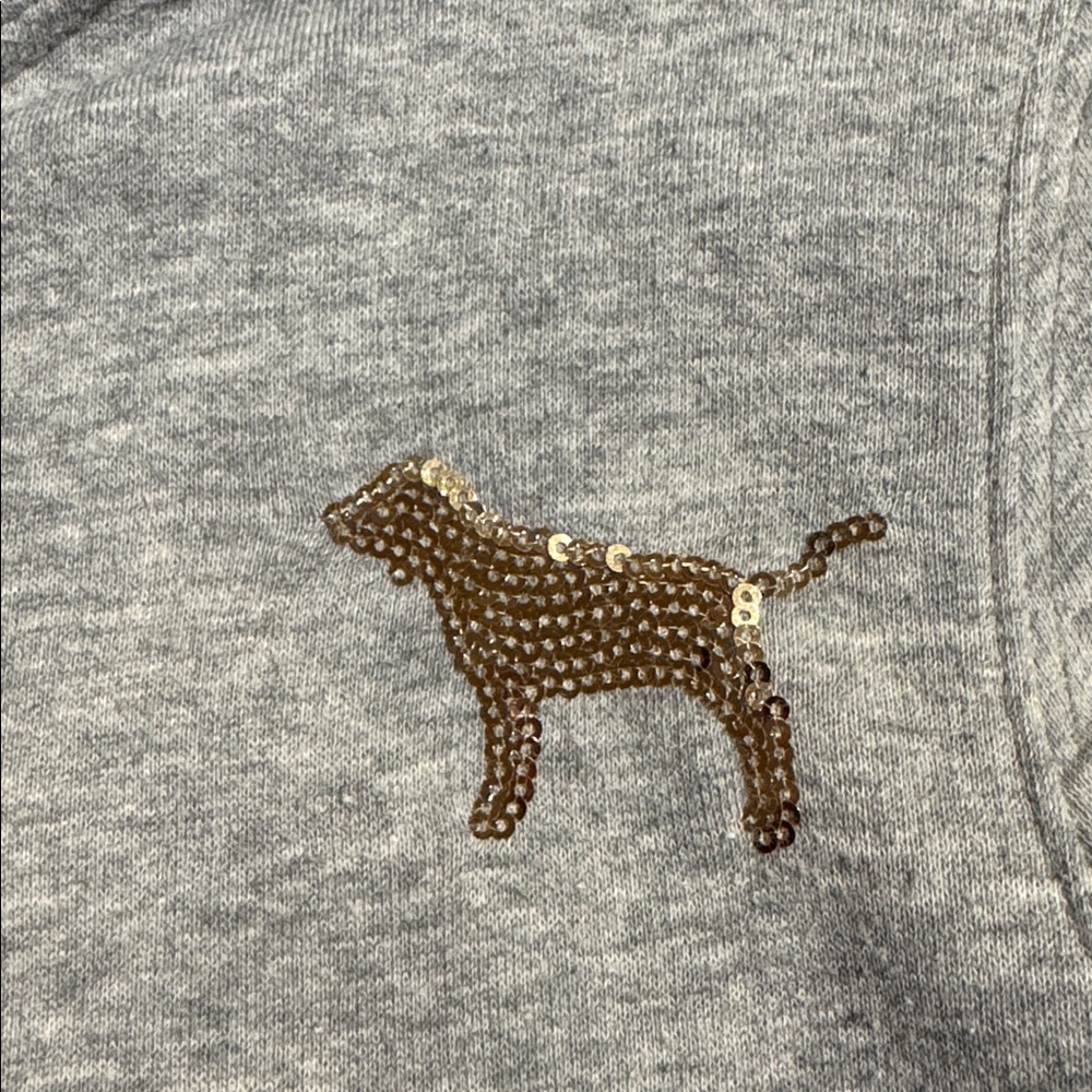 Victoria's Secret PINK Heathered Sequins Leopard Heart Zip-Up Hoodie - Picture 8 of 14